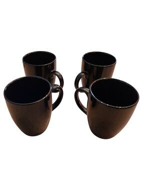 Black Ceramic Coffee Mugs - Set of 4